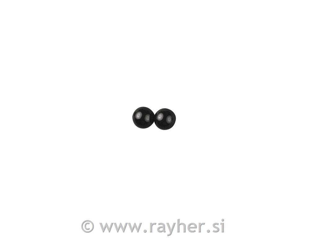 Plastic half beads, 10mm o, black, t-ba