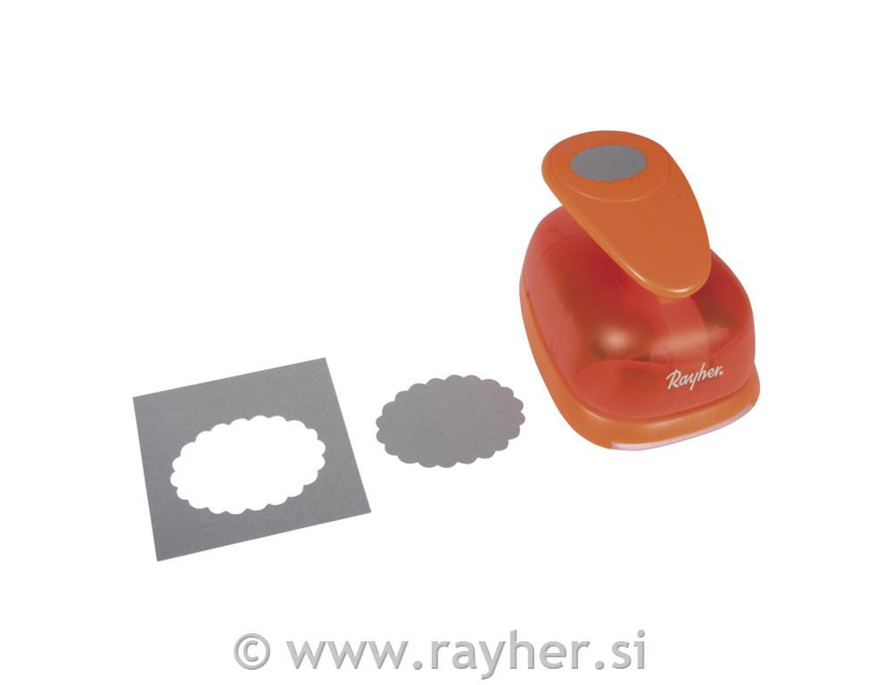 Luknjač: oval z dekorativnim robom, širina: 8 cm, (3")