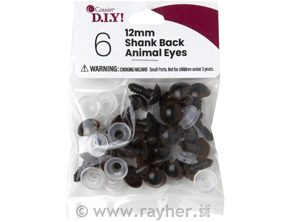 Oči plastične, životinjske, 12 mm, 6 kom