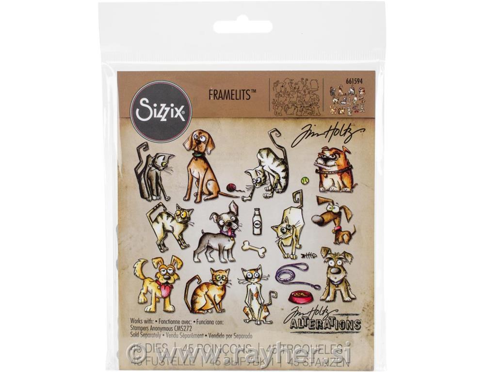 SIZZIX FRAMELITS, MINI CATS&DOGS, T.HOLTZ