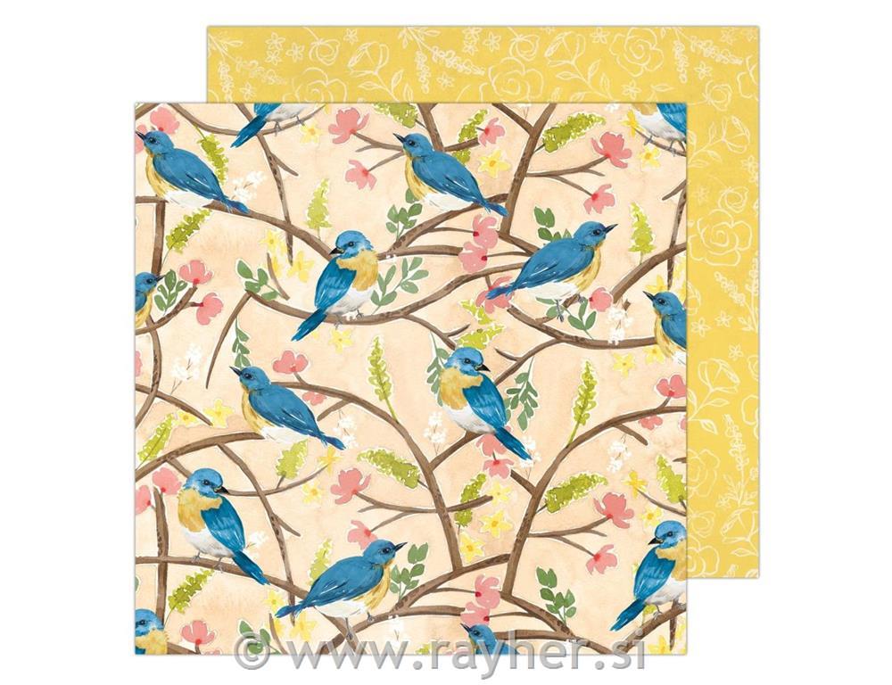 Scrapbooking papir Bird Branch;30,5x30,5 cm