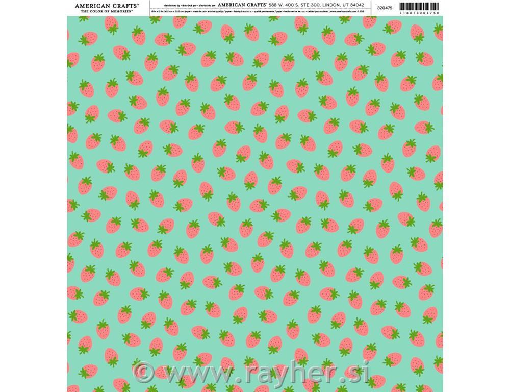 Scrapbooking papir Strawberry 30,5x30,5 cm