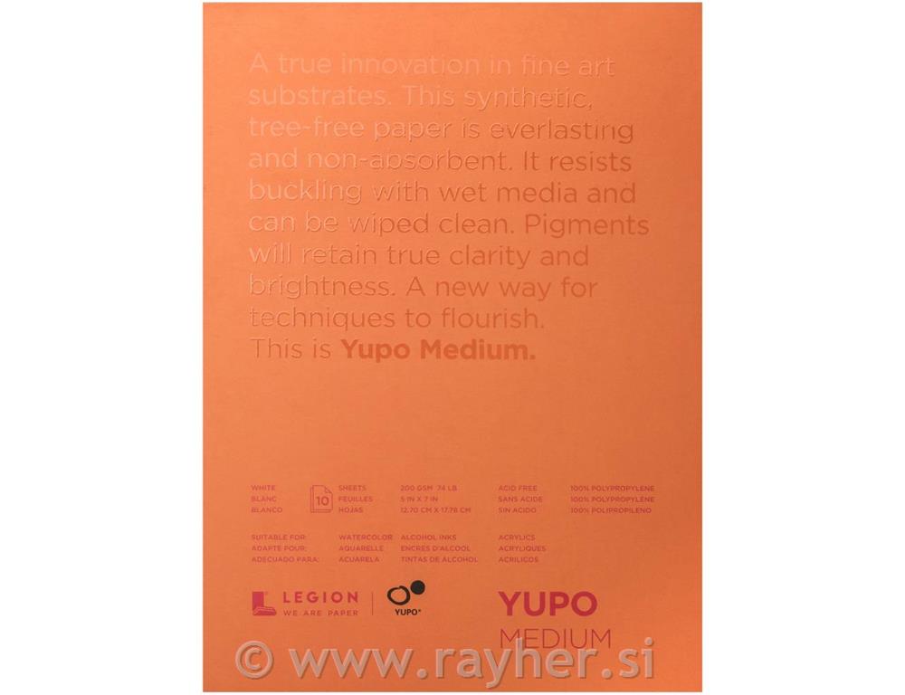 YUPO papir v bloku, 200g, 12,7x17,78cm,