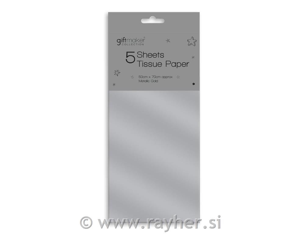 Svileni papir, metalic srebrni, 5 kom, 50x70
