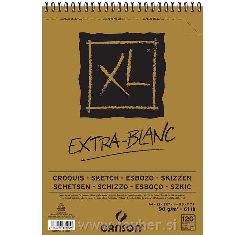 Blok za crtanje spirala XL Extra White A