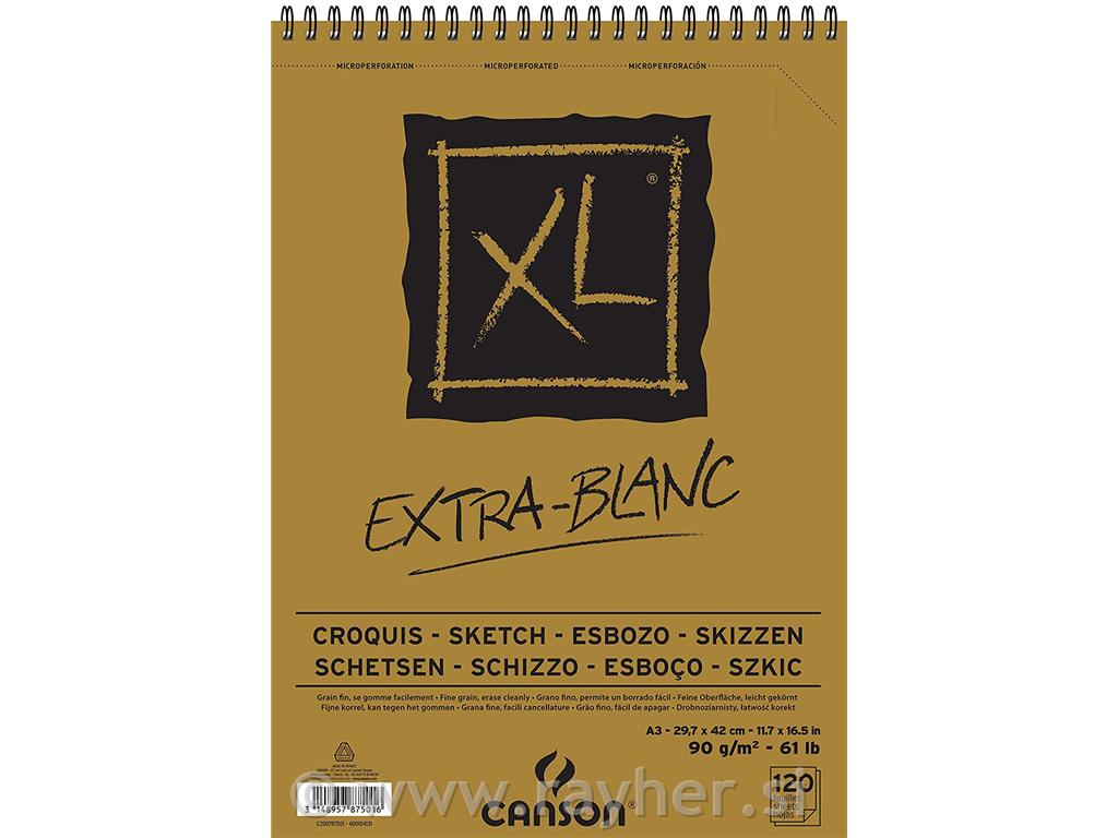 Skicirka spirala XL Extra White A3 90 g, 120 listna