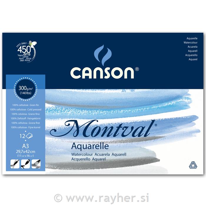 Blok akvarelni Montval A3 12 fg. 300 g GF, 12 listni; Cold Pressed