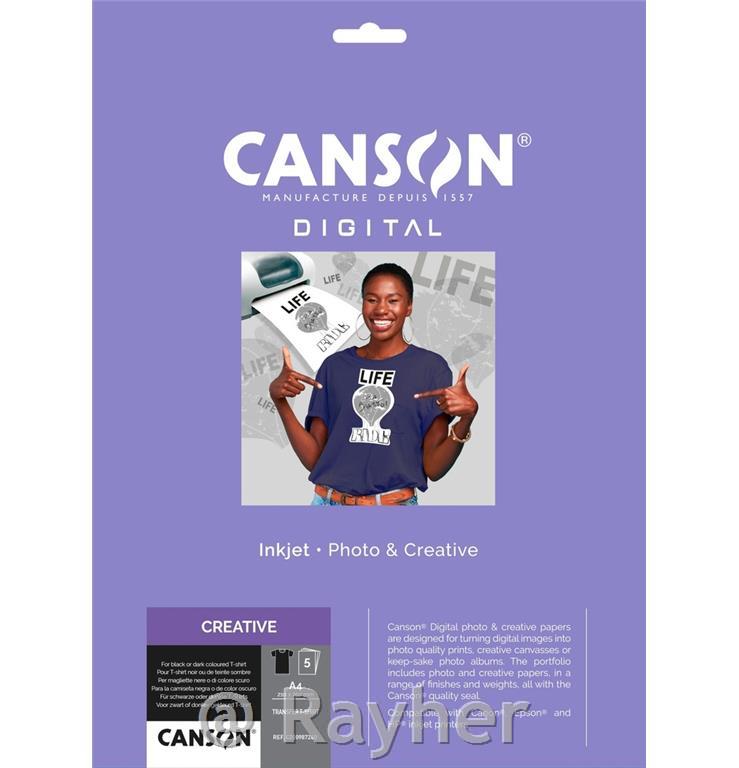 Canson Digital transfer papir za tamnitekstil, A4, 5 papira