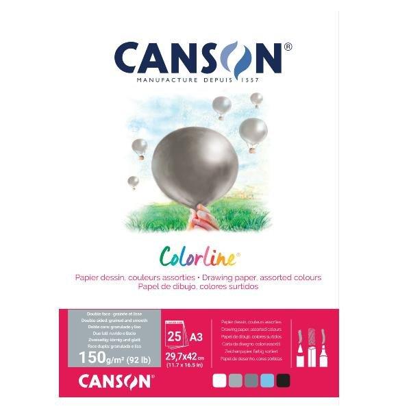 Papir Canson ColorLine A3 150 g sort.Zrak