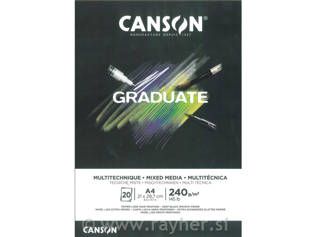 Pad Graduate Mixed Media Black A4 240 g,