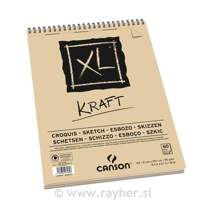 Skicirka spirala XL Kraft A4 90 g , 60 listna