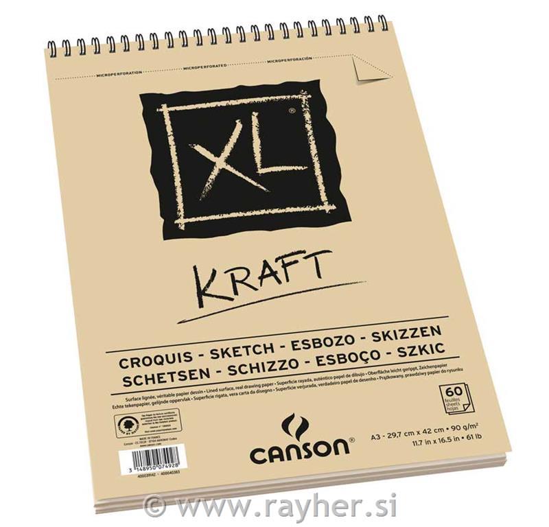 Blok za crtanje spirala XL Kraft A3 90 g