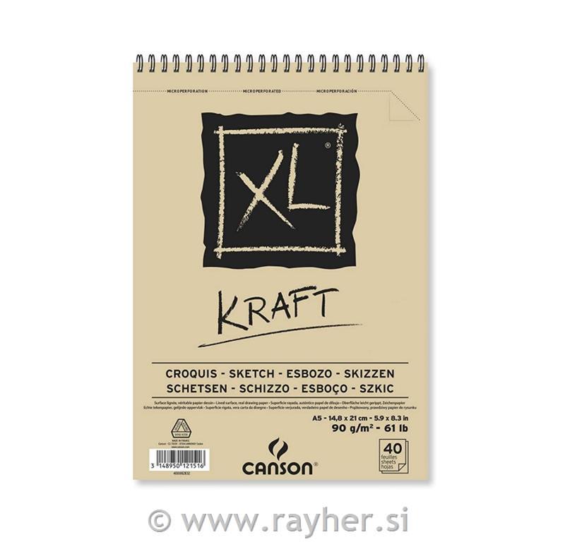 Skicirka spirala XL Kraft A5 90 g , 40 listna