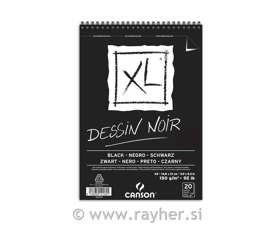 Skicirka spirala XL Black A5 150 g, 20 listna