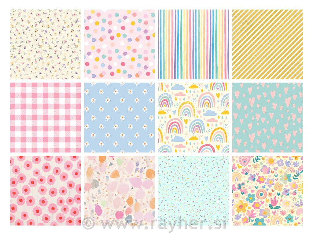 Set papira 15x15cm, Pastel Patterns