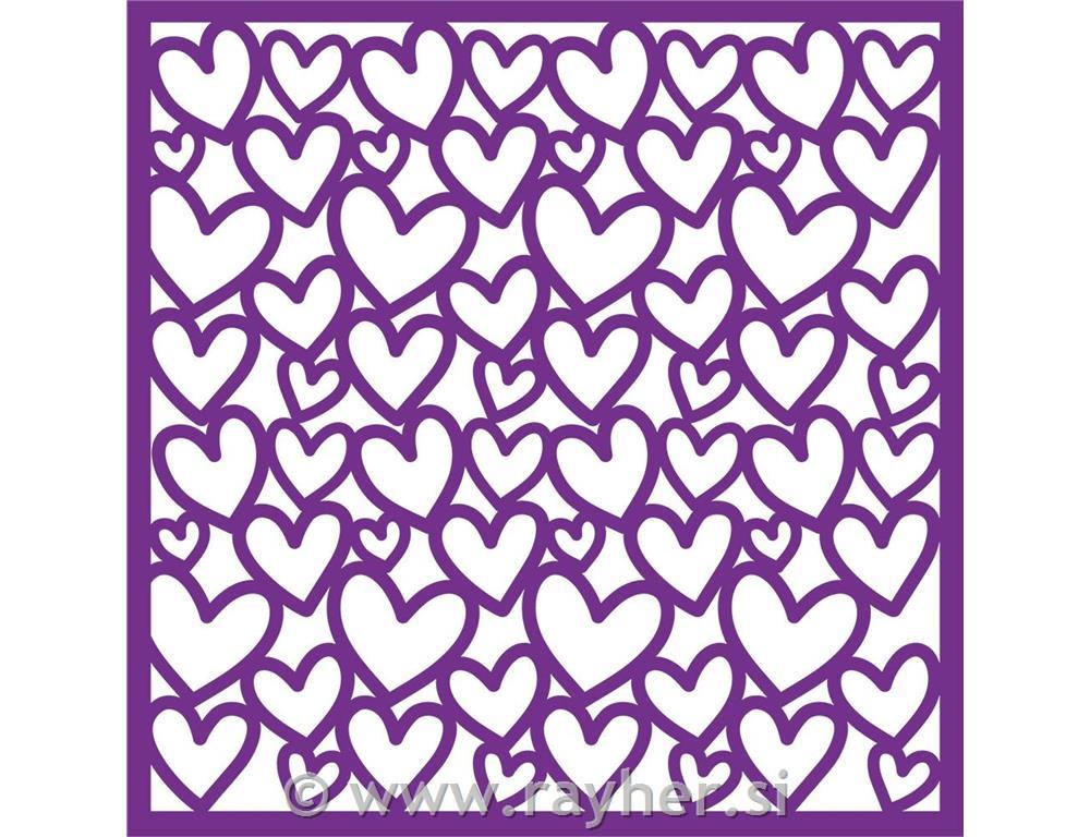 Šablona za papir 17.8x17.8cm - Love Hearts