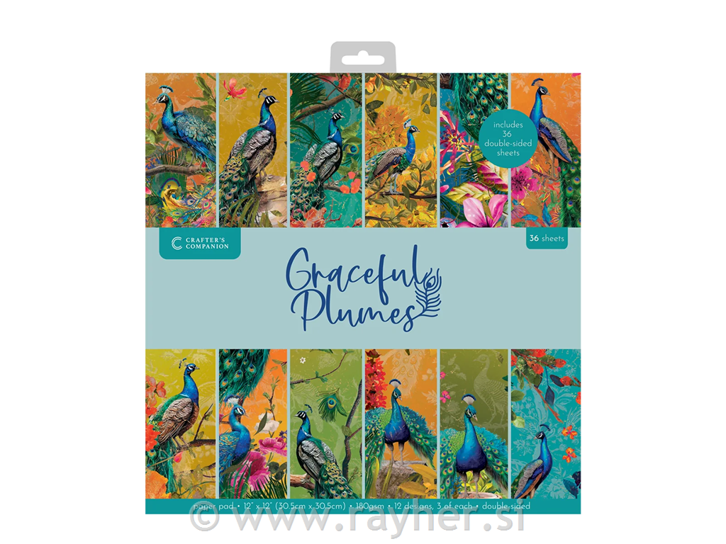 Set papira 30x30cm Graceful Plumes