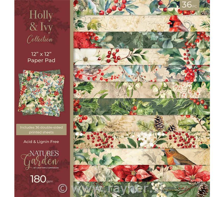 Set papira 30x30cm, Holly & Ivy