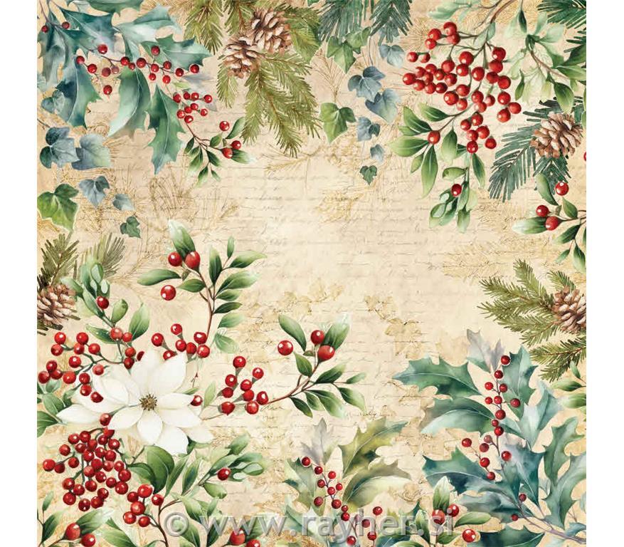 Set papira 30x30cm, Holly & Ivy