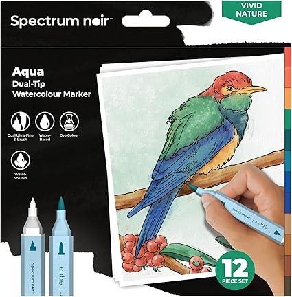 Markeri Spectrum Noir Aqua set 12; Vivid Nature