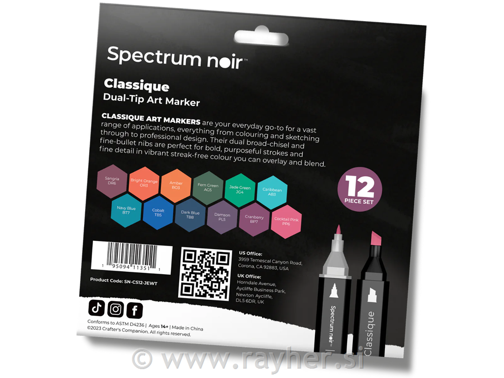Flomasteri Spectrum Noir Jewel Tones, set 12