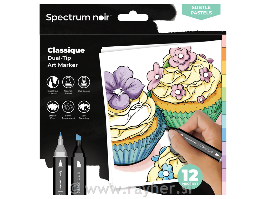 Flomasteri Spectrum Noir Subtle Pastels, set 12