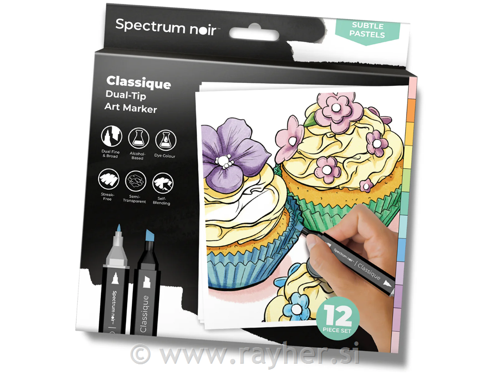 Flomasteri Spectrum Noir Subtle Pastels, set 12