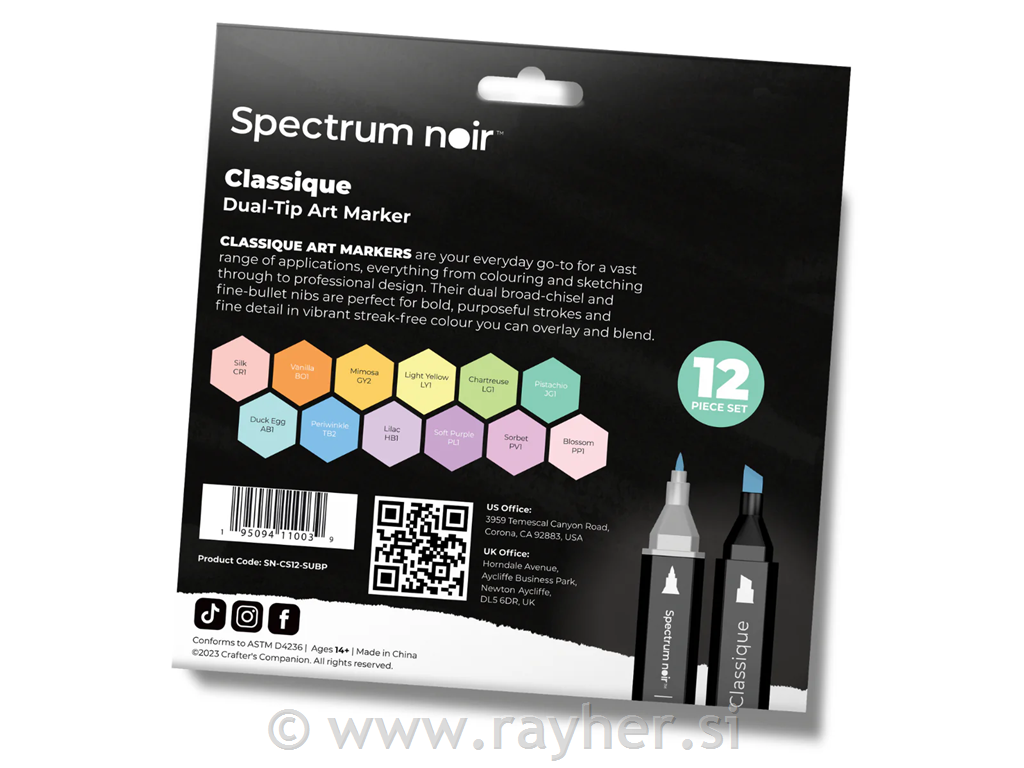 Flomasteri Spectrum Noir Subtle Pastels, set 12