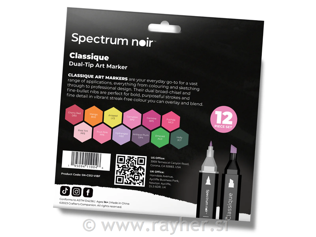 Flomasteri Spectrum Noir Vibrant Florals, set 12