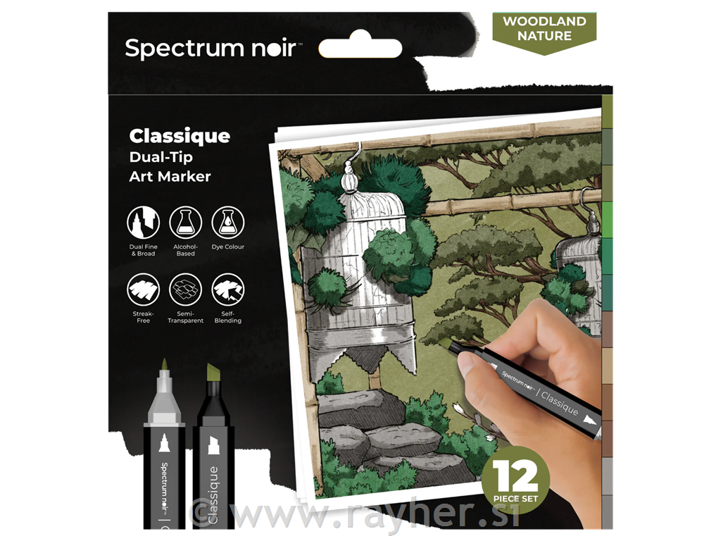 Flomasteri Spectrum Noir Woodland Nature, set 12