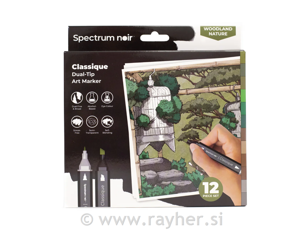 Flomasteri Spectrum Noir Woodland Nature, set 12