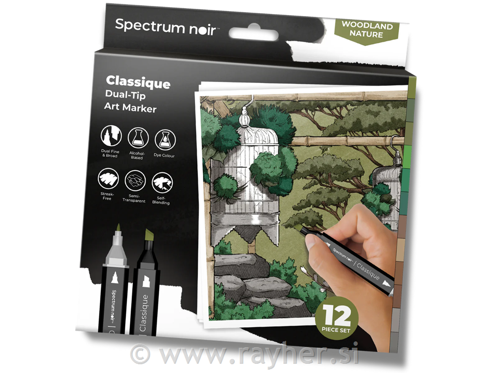 Flomasteri Spectrum Noir Woodland Nature, set 12