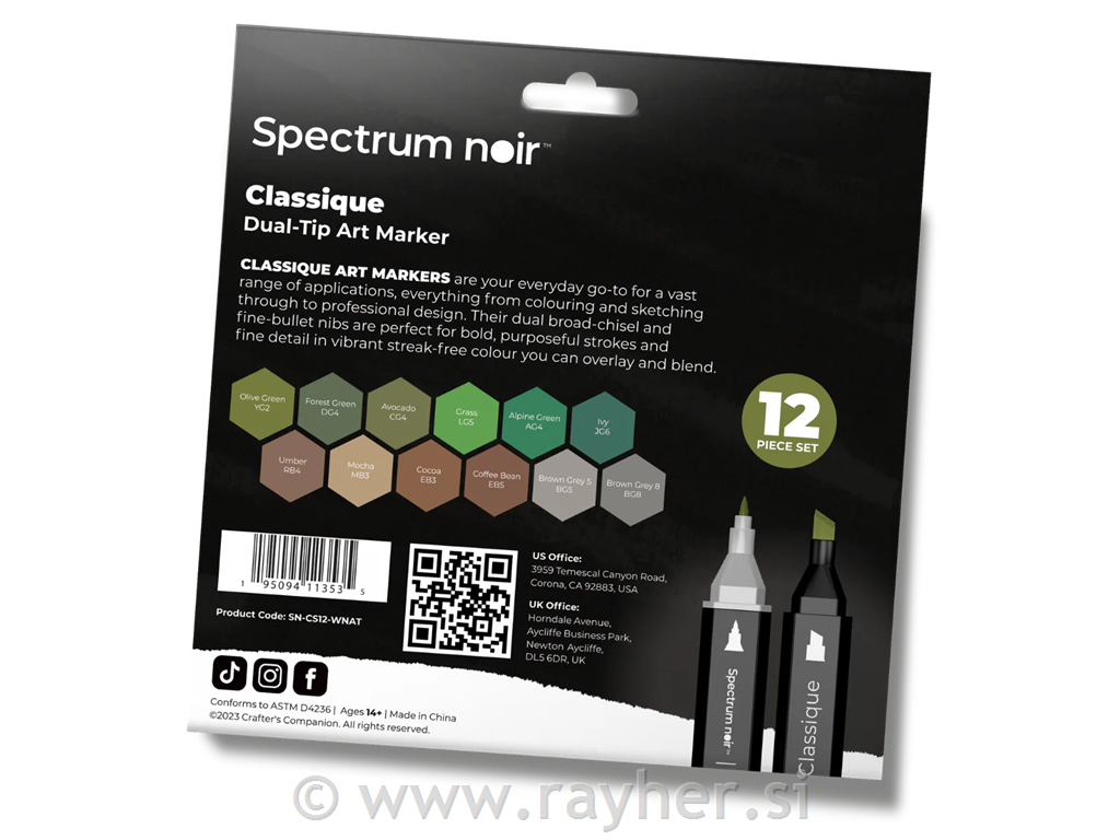 Flomasteri Spectrum Noir Woodland Nature, set 12