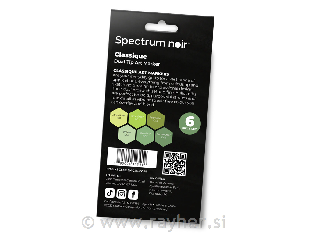 Flomasteri Spectrum Noir Calming Greens, set 6