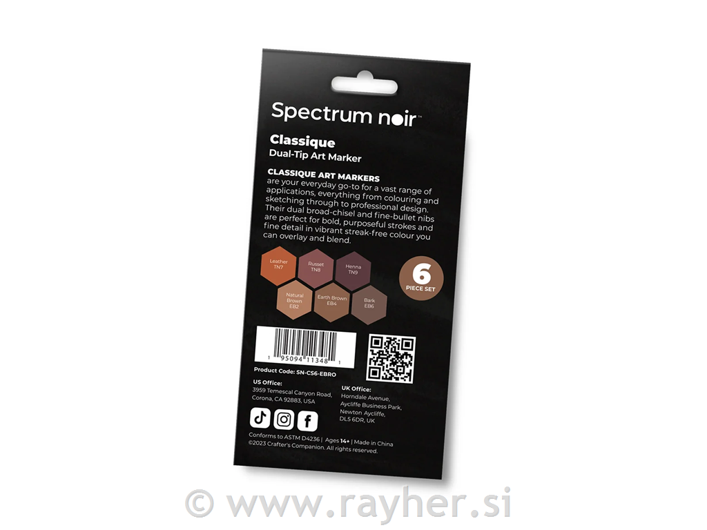 Flomasteri Spectrum Noir Earthy Browns, set 6