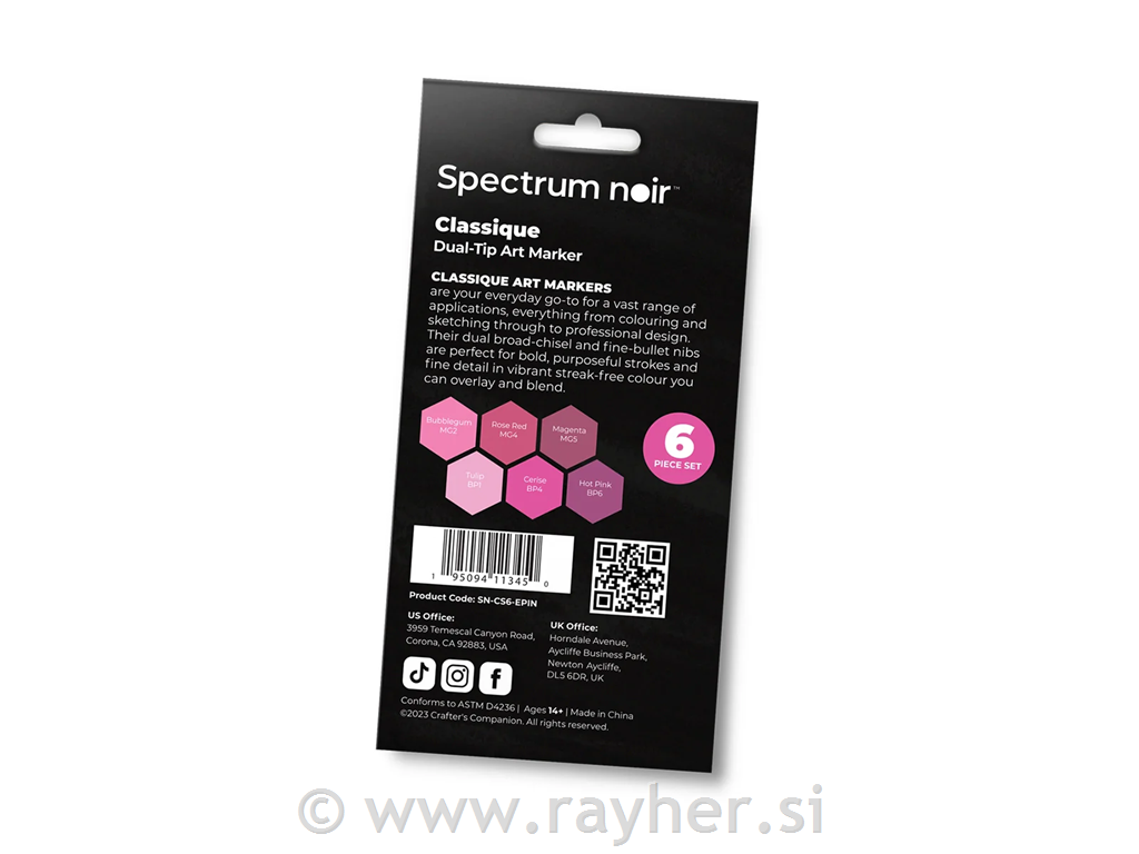 Flomasteri Spectrum Noir Exotic Pinks,set 6