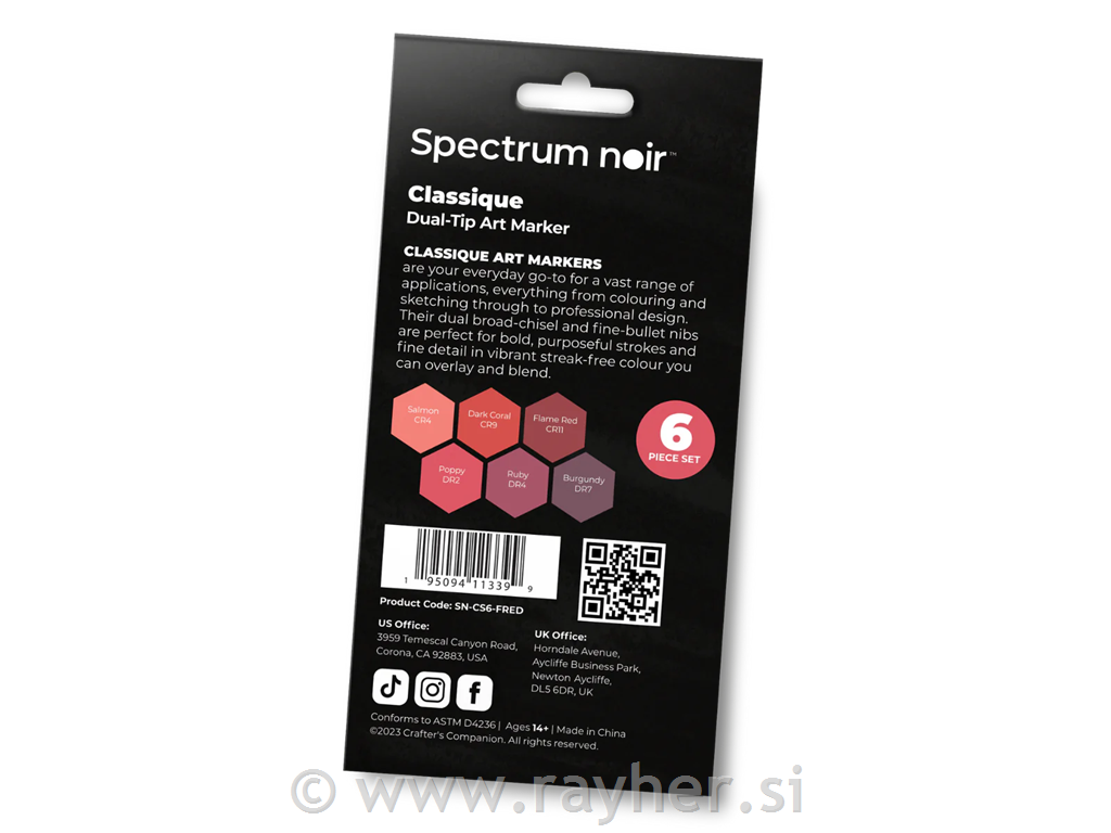 Flomasteri Spectrum Noir Fiery Reds,set 6