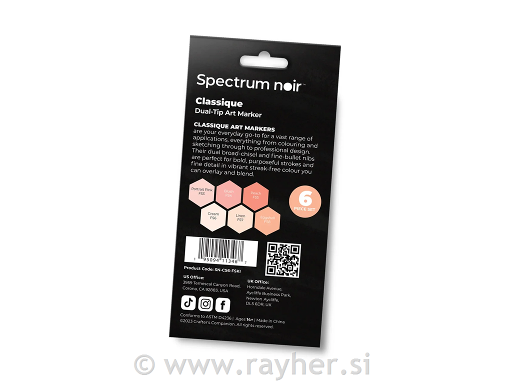 Flomasteri Spectrum Noir Fair Skintones, set 6