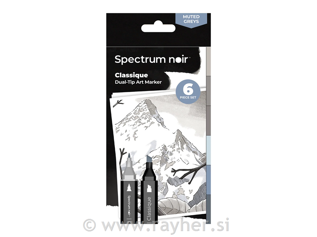 Flomasteri Spectrum Noir Muted Greys, set 6