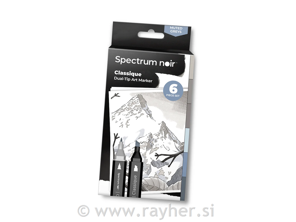 Flomasteri Spectrum Noir Muted Greys, set 6