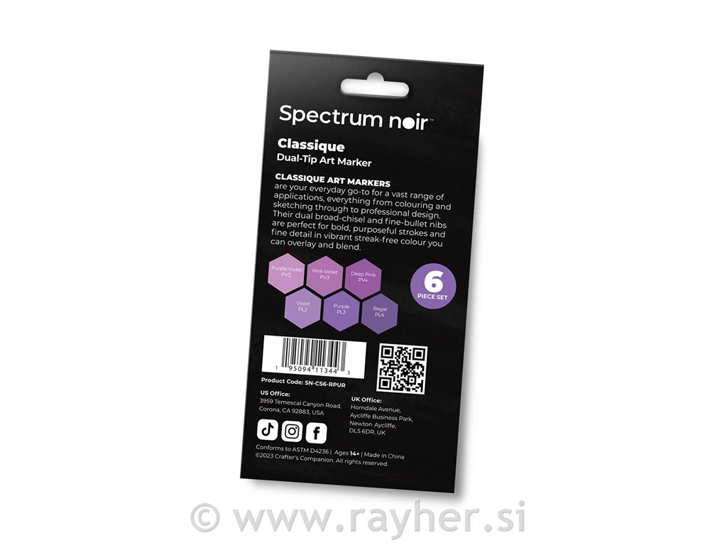 Flomasteri Spectrum Noir Rich Purples, set 6