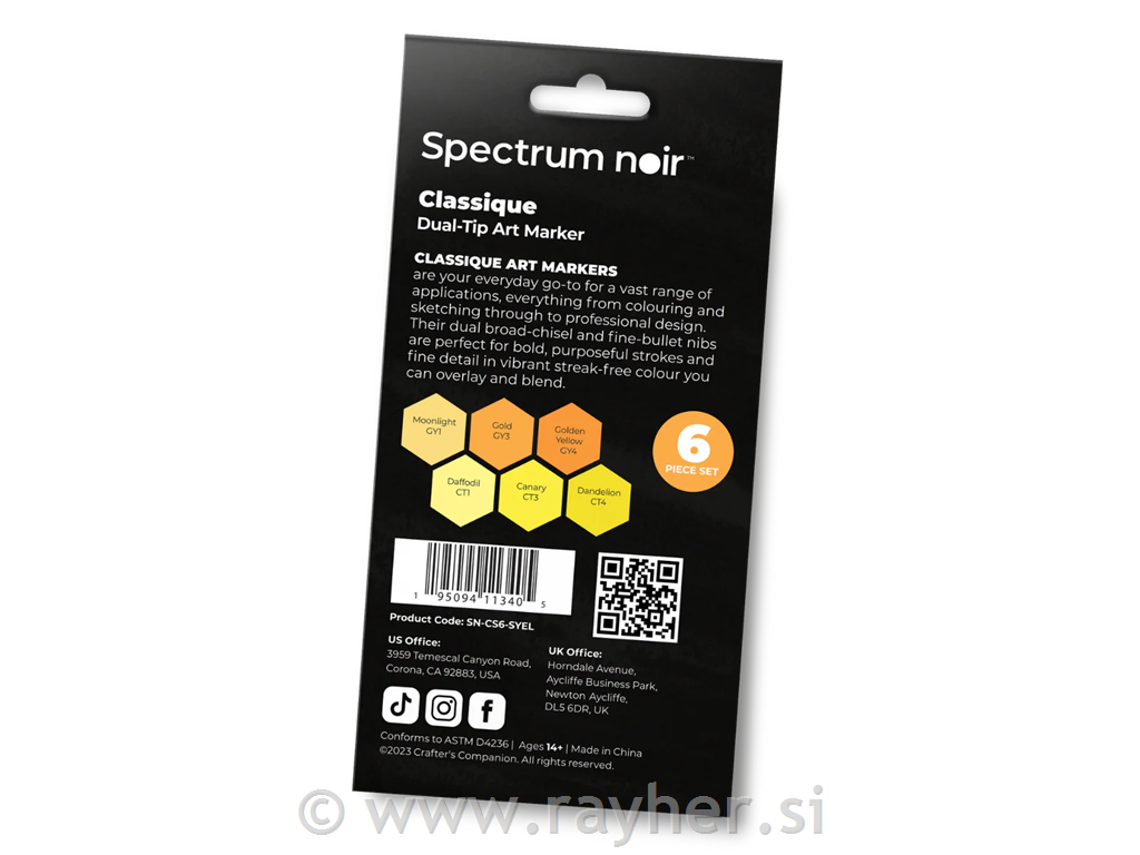 Flomasteri Spectrum Noir Sunny Yellows, set 6