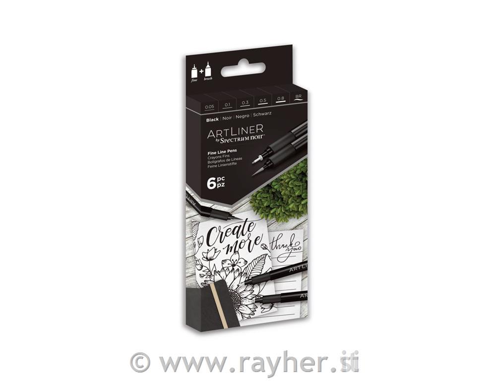 Spectrum Noir ArtLiner, crni, set 6