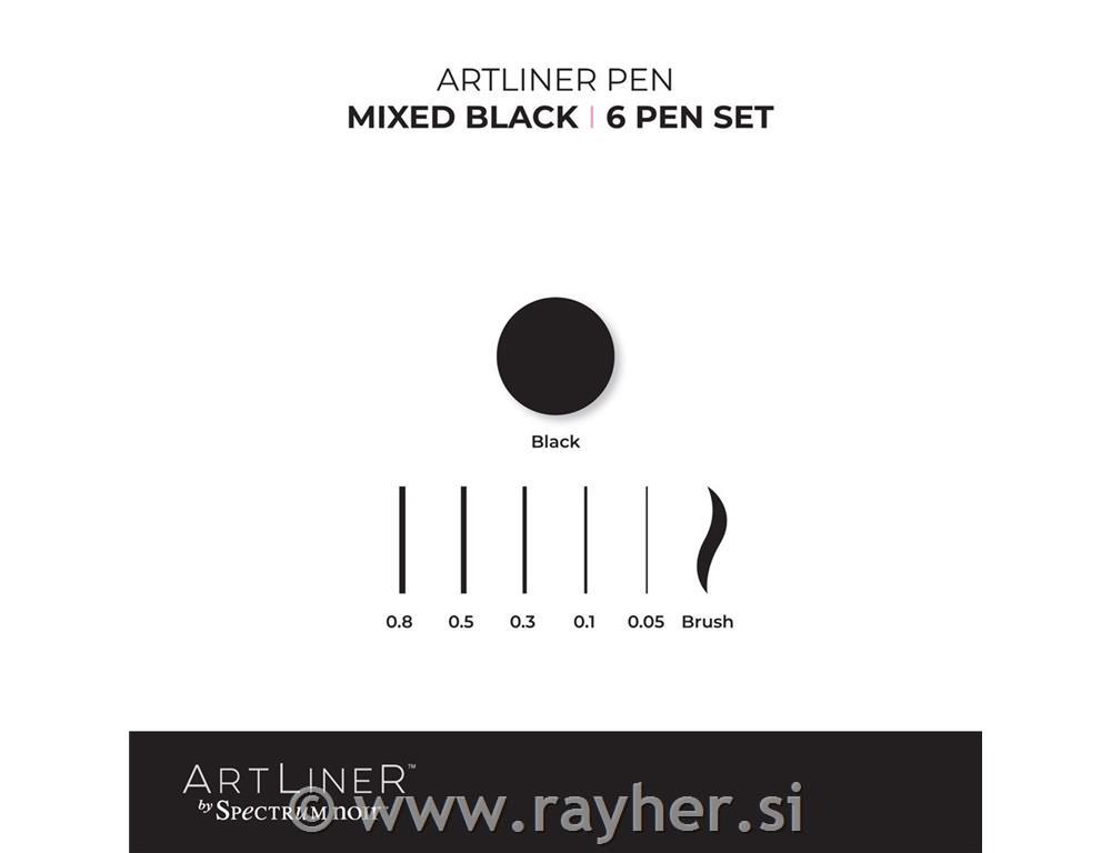 Spectrum Noir ArtLiner, crni, set 6