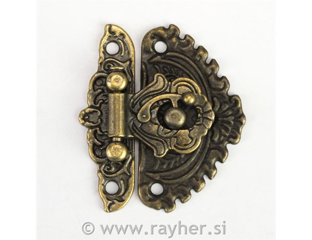 Kovinska zapirala, antik bron, 5kom + vijaki, 4,6x5,2cm