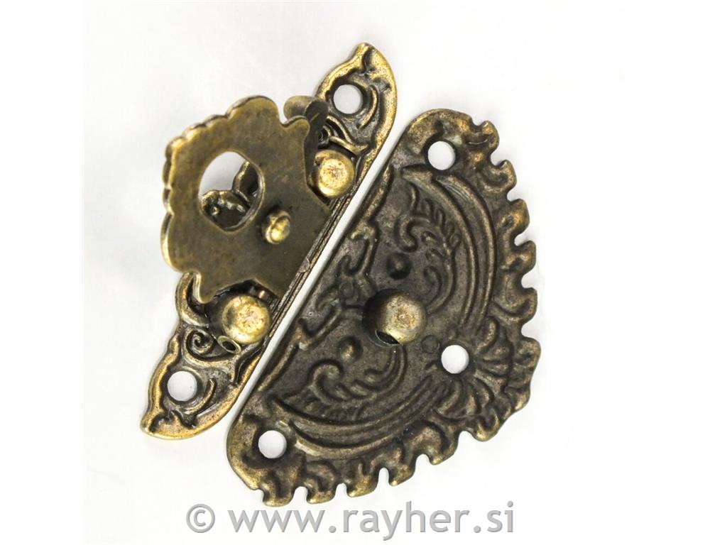 Kovinska zapirala, antik bron, 5kom + vijaki, 4,6x5,2cm