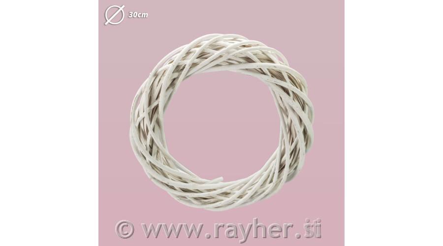 Venec pleten, bel, 30cm