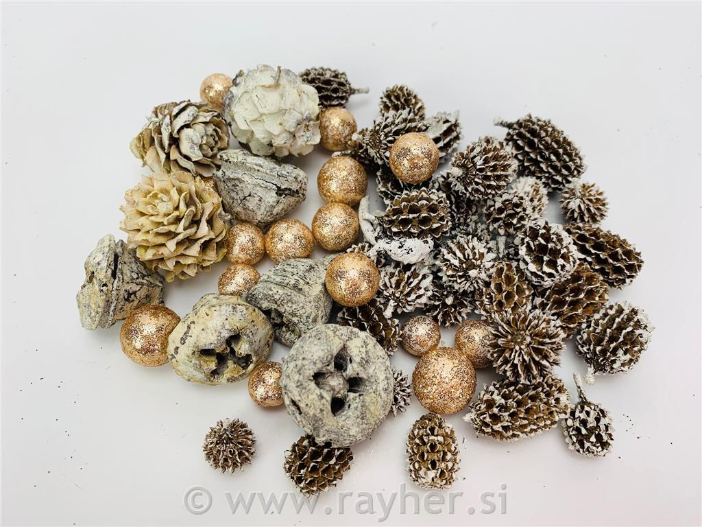 Božična dekoracija set, natur, zlata