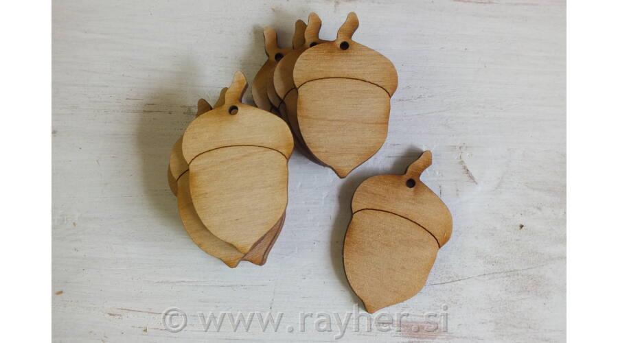 Leseni okraski, želodi, 5cm, set 10
