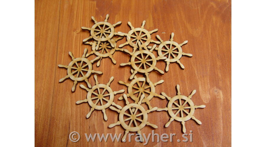 Leseni okraski, Ladijska krmila, 5cm, set 10